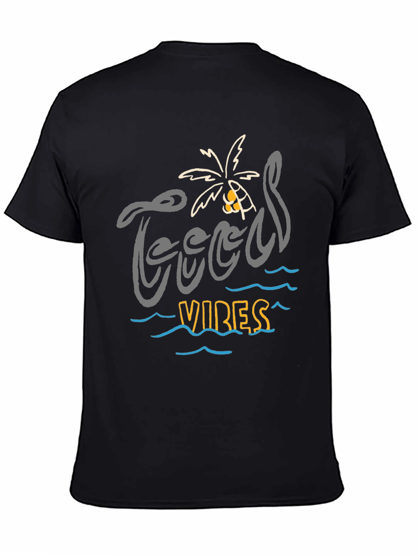Camiseta Negra “Good Vibes” Estilo Playa