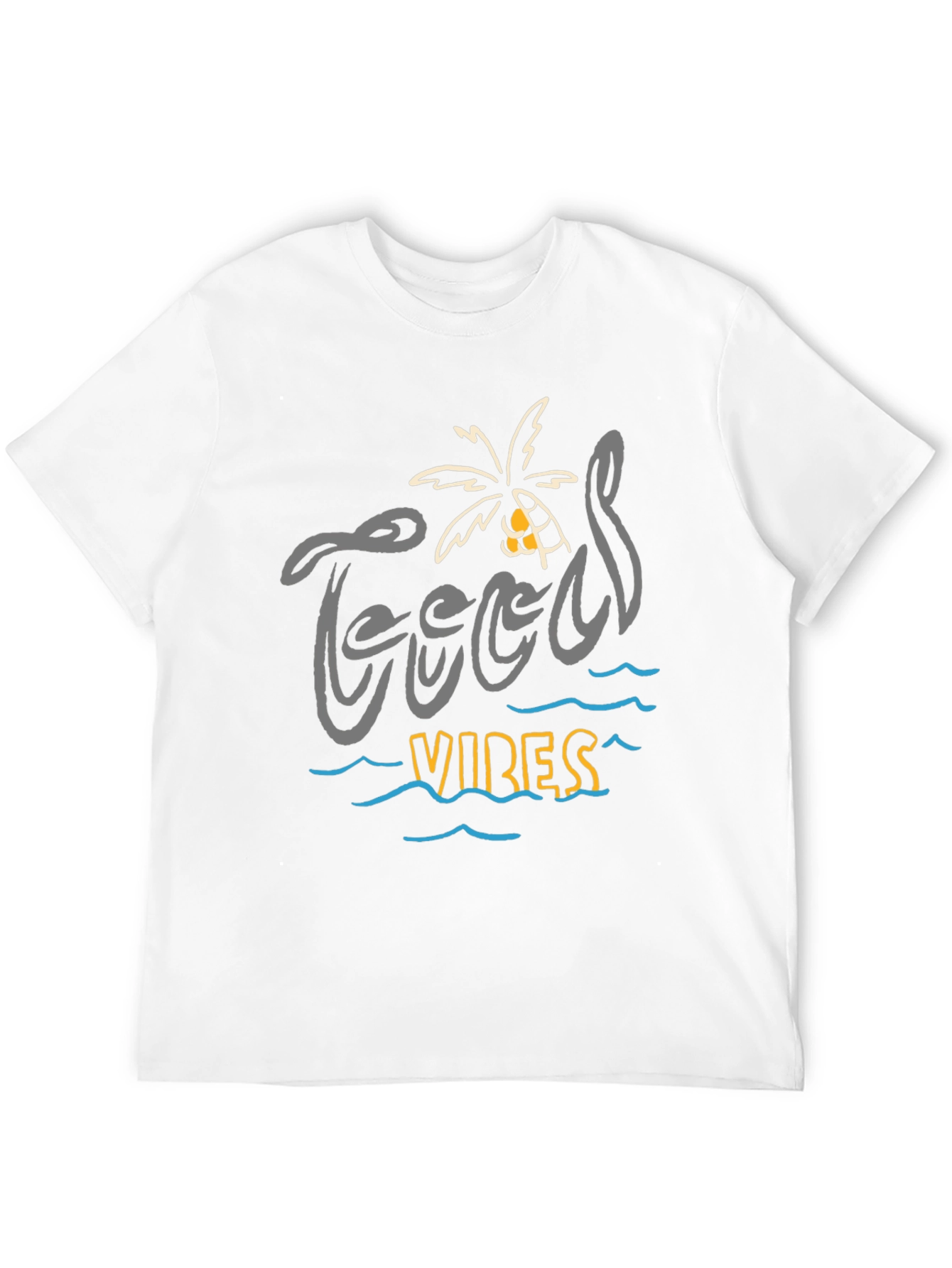 Camiseta Negra “Good Vibes” Estilo Playa