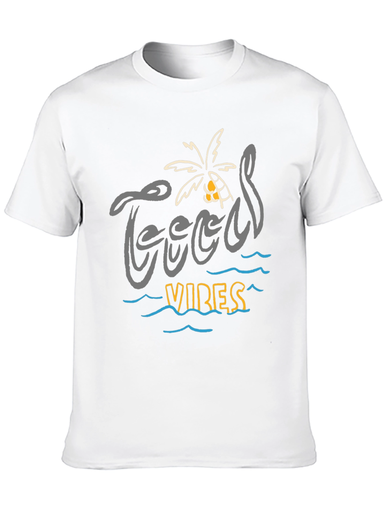 Camiseta Negra “Good Vibes” Estilo Playa