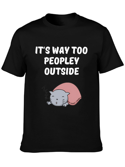 Camiseta Negra con Gato Dormilón