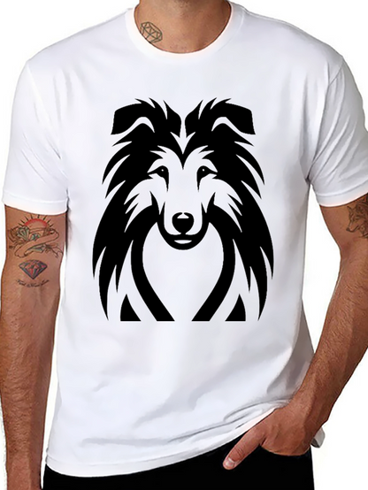 Camiseta Negra con Diseño de Perro Collie