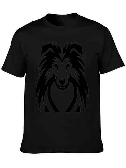 Camiseta Negra con Diseño de Perro Collie