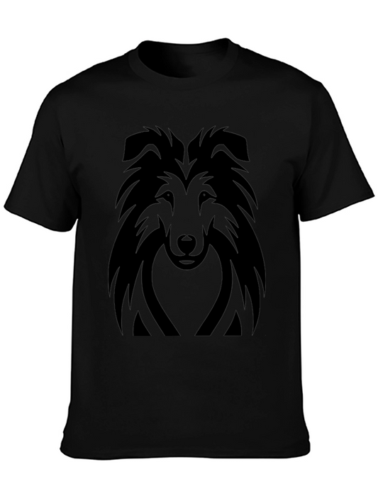 Camiseta Negra con Diseño de Perro Collie