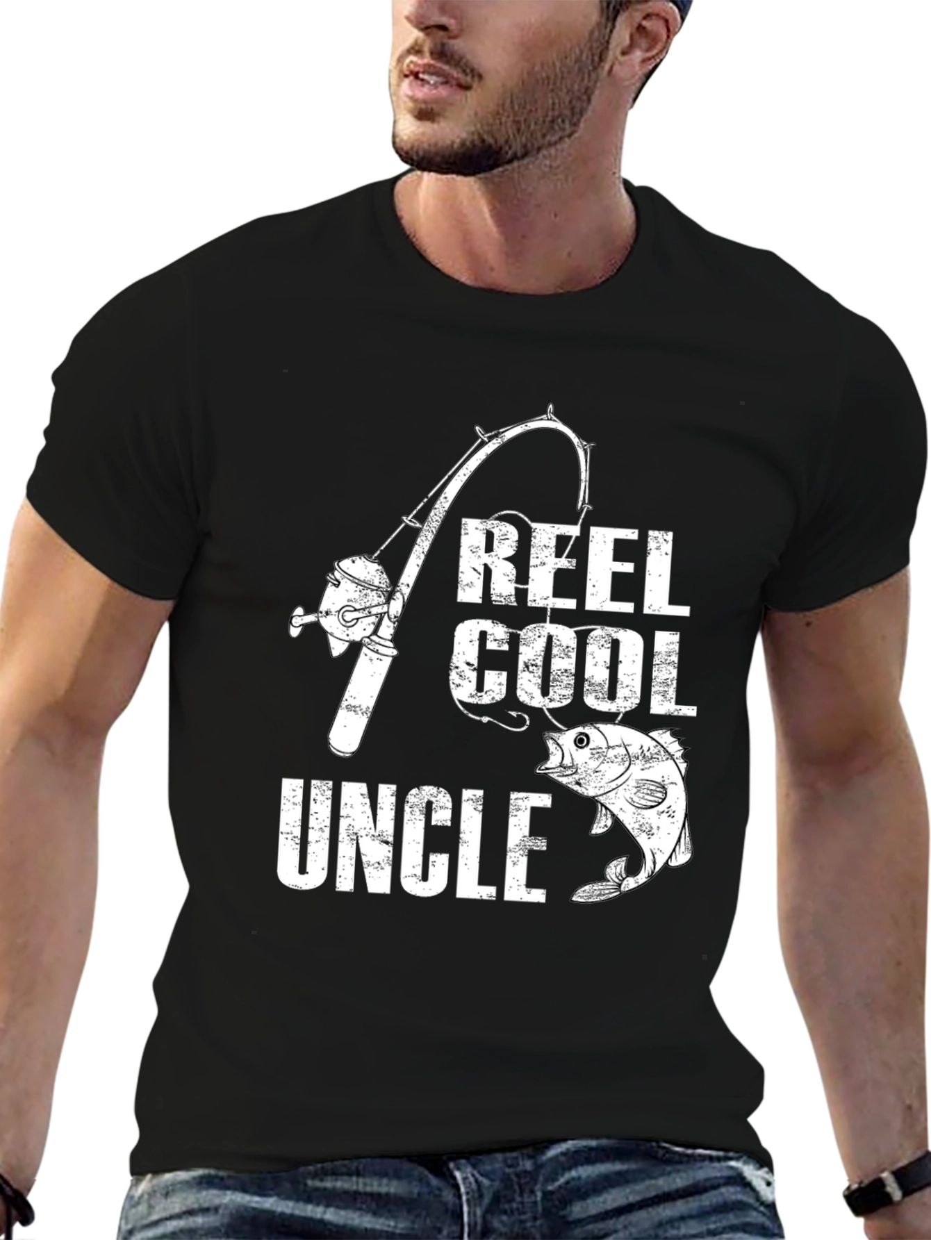 Camiseta Negra Reel Cool Uncle Pesca
