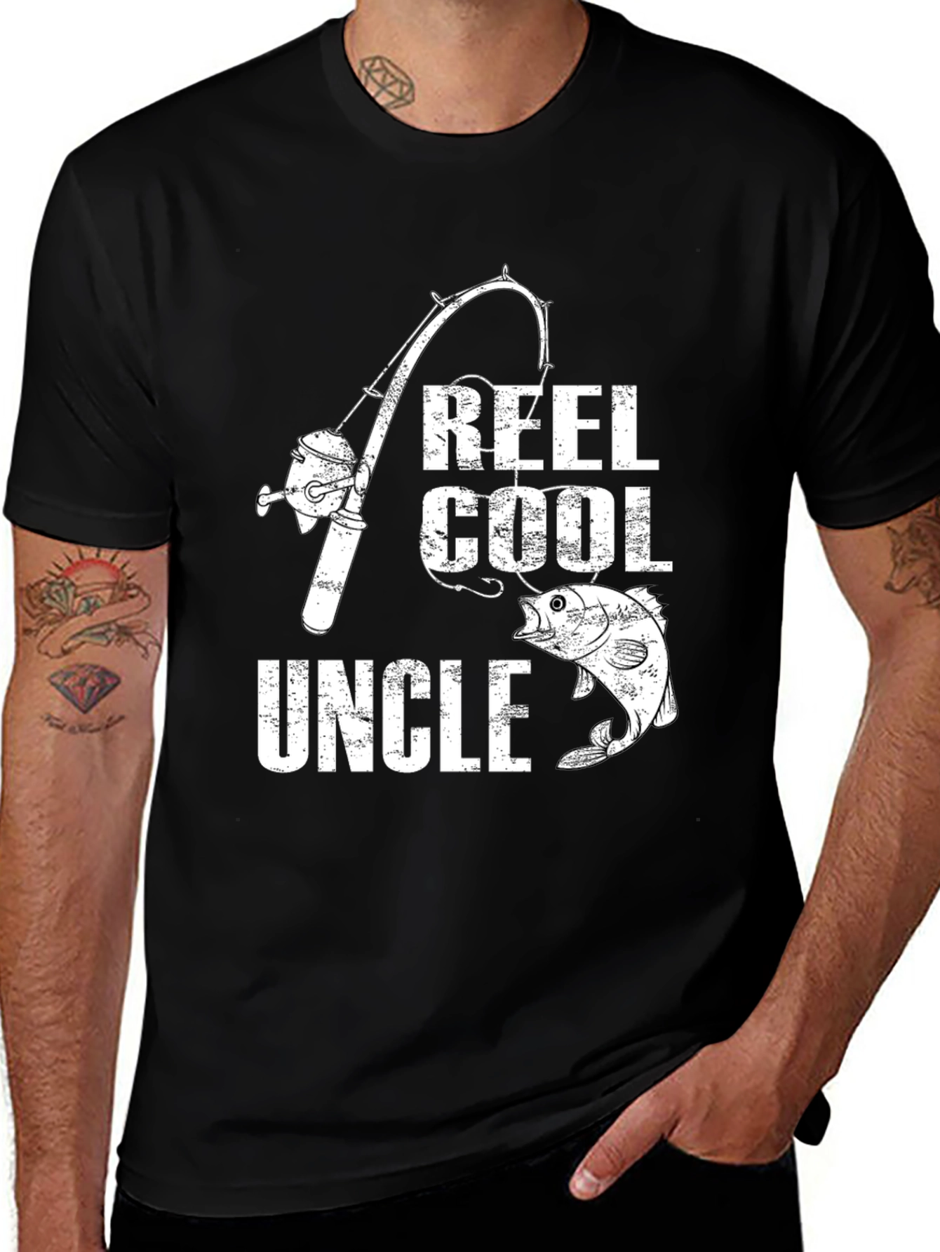 Camiseta Negra Reel Cool Uncle Pesca