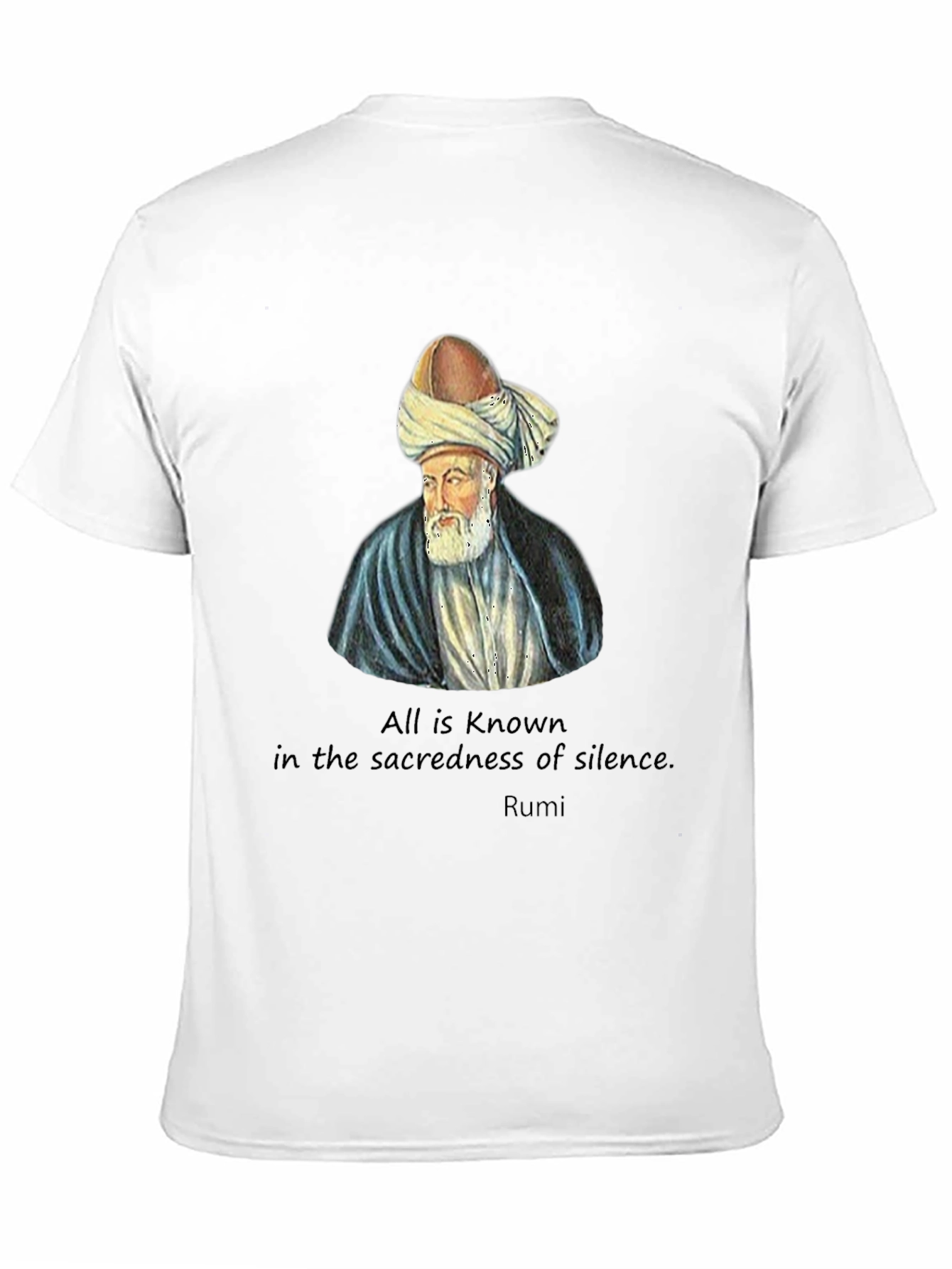 Camiseta Negra con Diseño Rumi - Sabiduría y Estilo