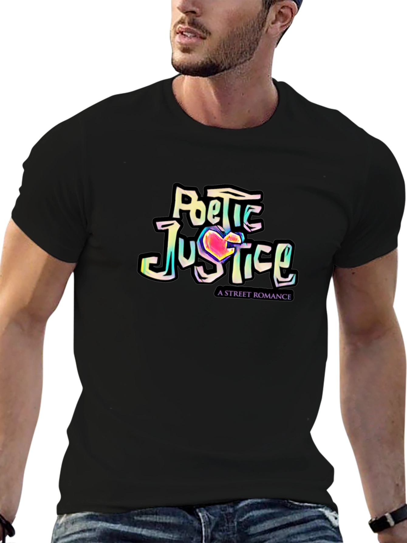 Camiseta Negra Poetic Justice: Romance Urbano con Estilo
