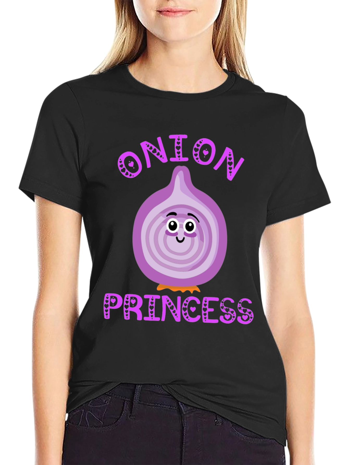 Camiseta Negra Onion Princess Corazón