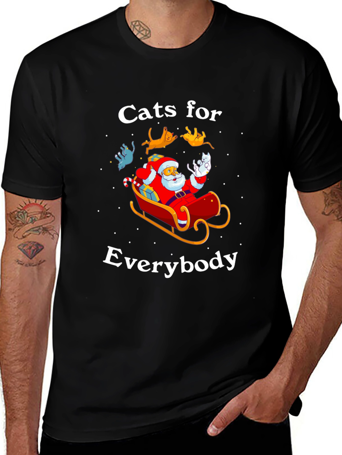 Camiseta Navideña con Gatos para Todos