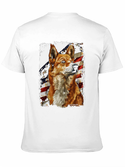 Camiseta Negra con Diseño de Perro Patriótico