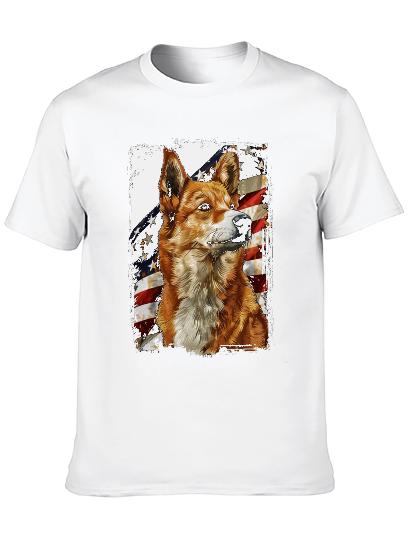 Camiseta Negra con Diseño de Perro Patriótico