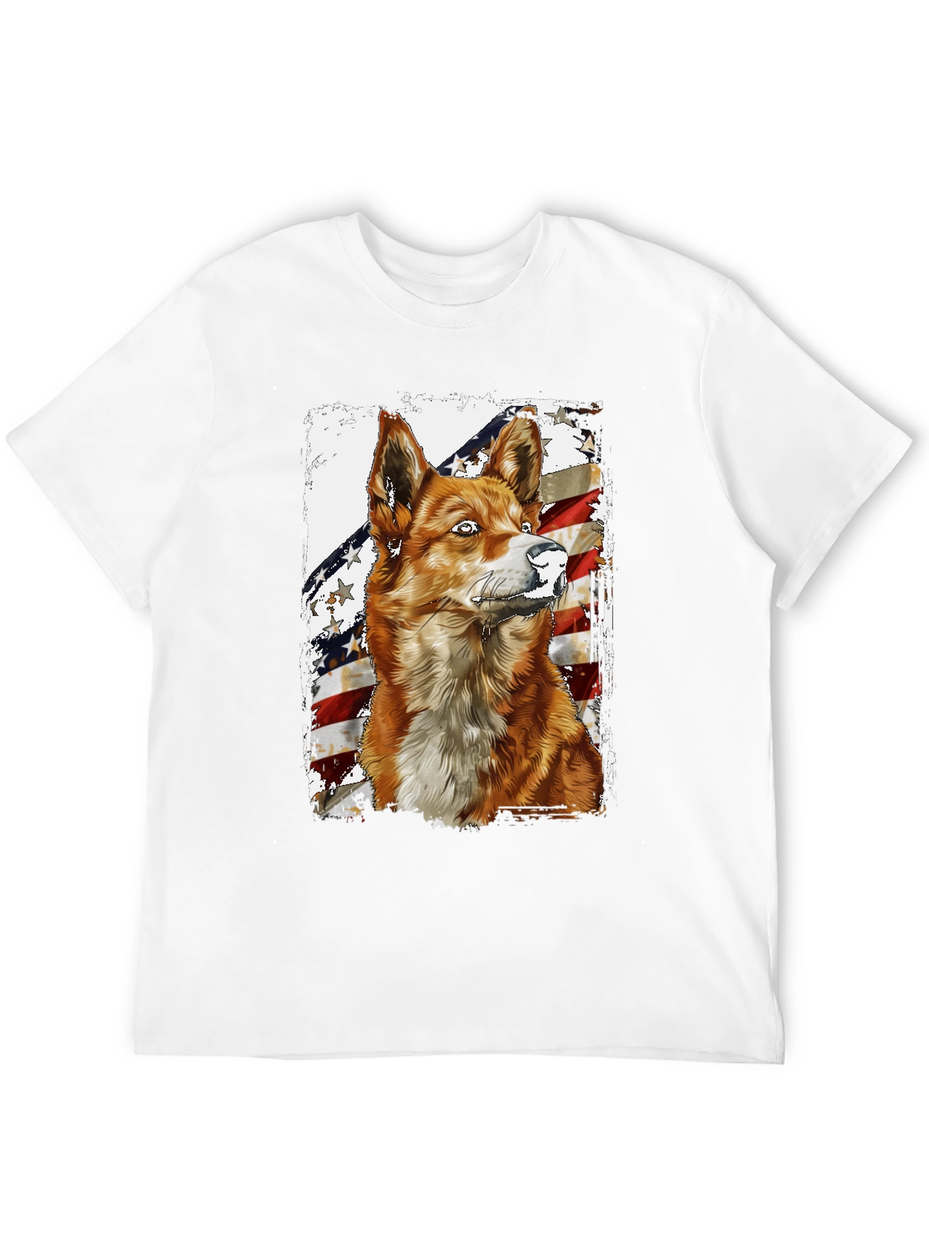 Camiseta Negra con Diseño de Perro Patriótico