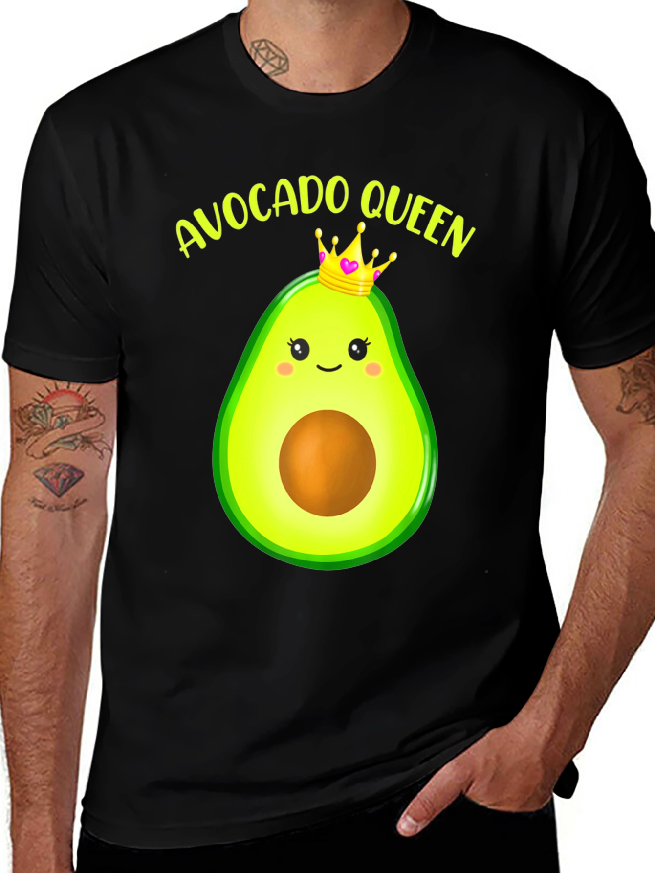 Camiseta Negra Avocado Queen para Hombre