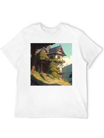 Camiseta Negra con Diseño de Casa de Campo