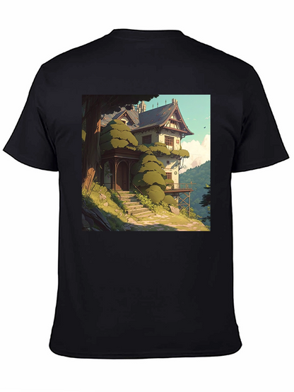 Camiseta Negra con Diseño de Casa de Campo