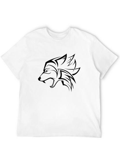 Camiseta Negra con Diseño de Lobo Tribal