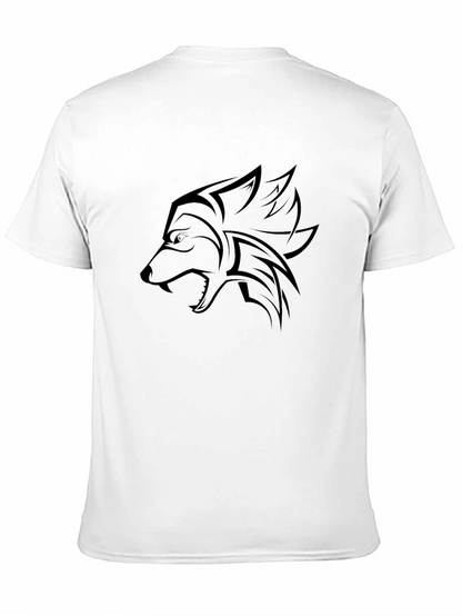 Camiseta Negra con Diseño de Lobo Tribal