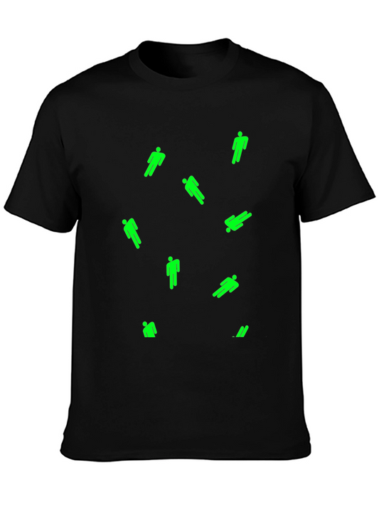 Camiseta Negra con Estampado de Personas Verdes