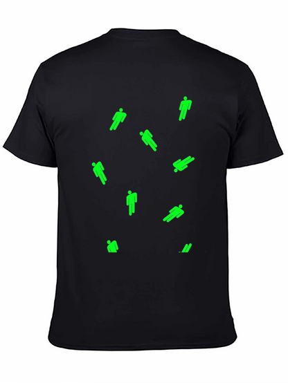Camiseta Negra con Estampado de Personas Verdes