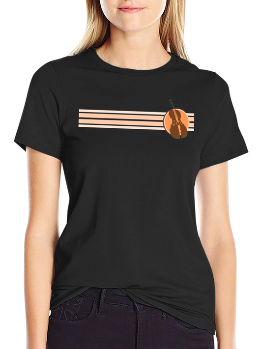 Camiseta Negra con Diseño de Violín Retro