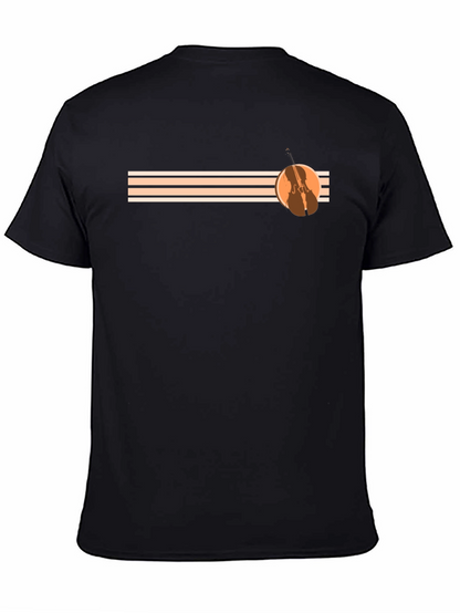 Camiseta Negra con Diseño de Violín Retro