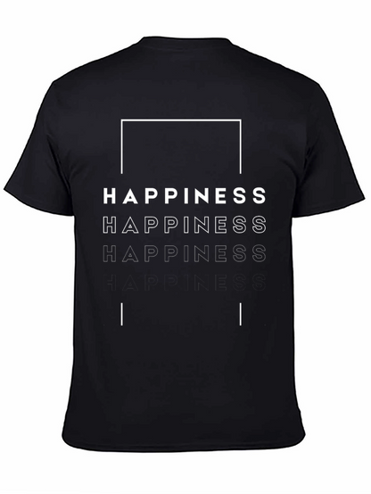 Camiseta Negra con Diseño de Felicidad
