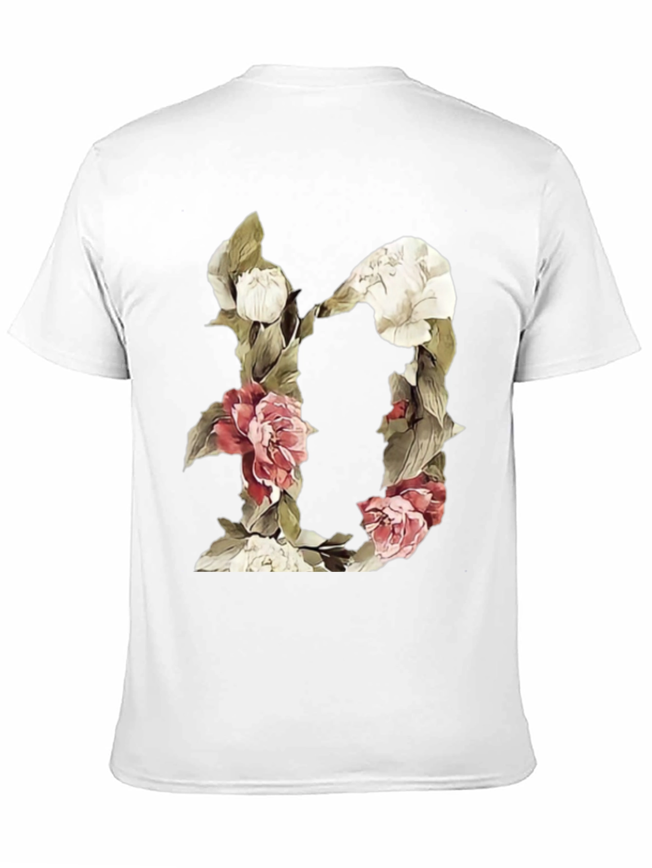 Camiseta Negra con Diseño Floral Letra D