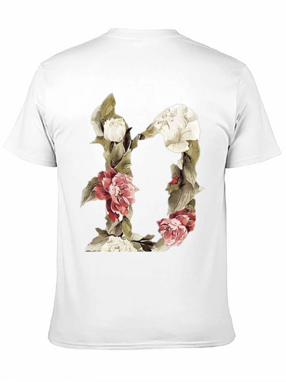 Camiseta Negra con Diseño Floral Letra D