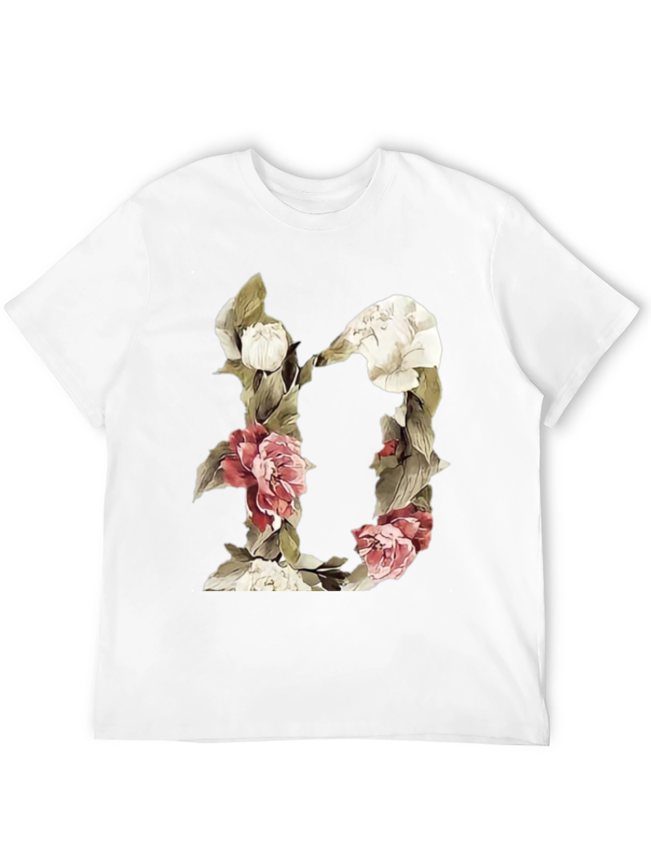 Camiseta Negra con Diseño Floral Letra D