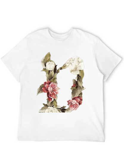 Camiseta Negra con Diseño Floral Letra D
