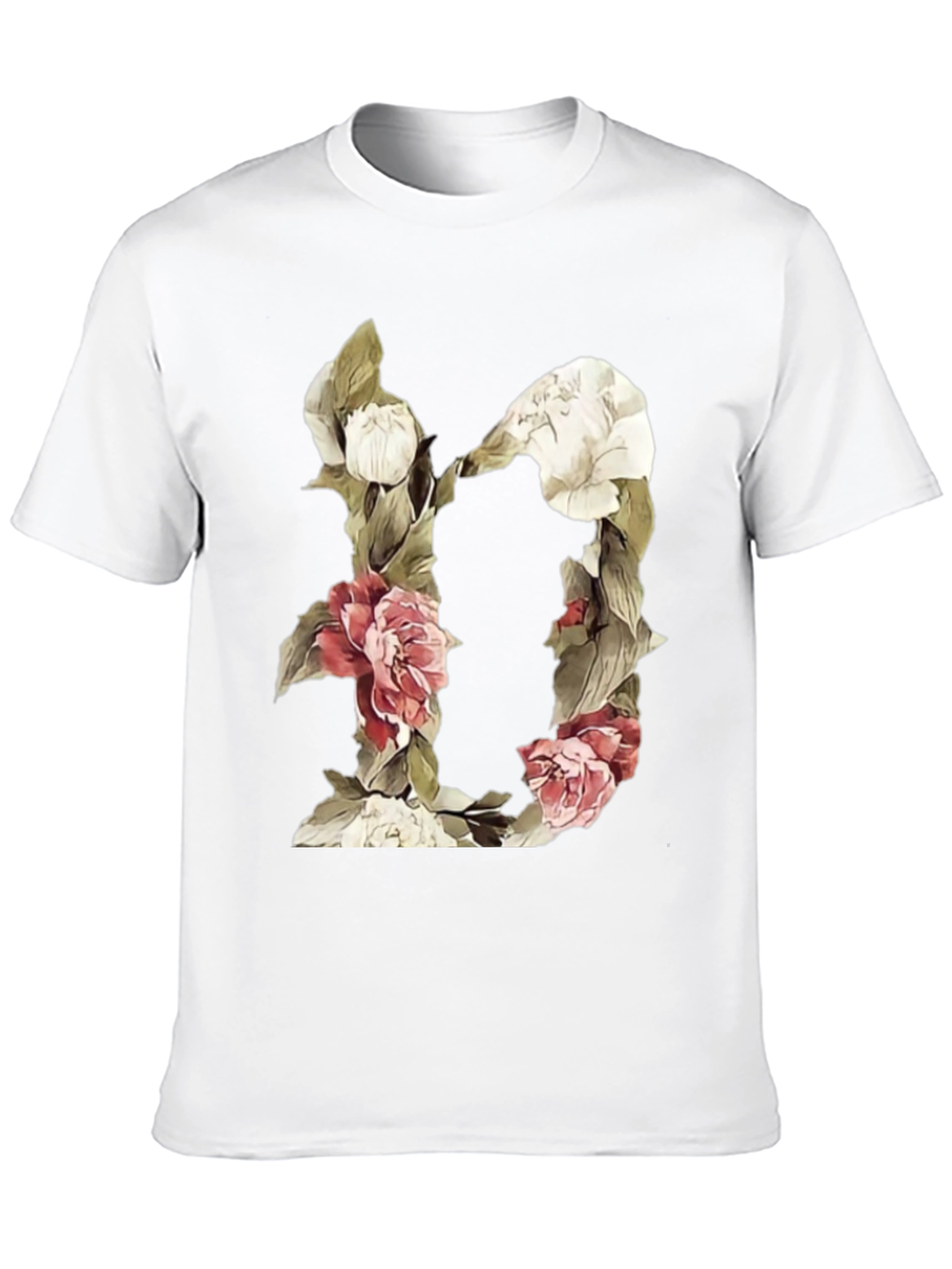 Camiseta Negra con Diseño Floral Letra D