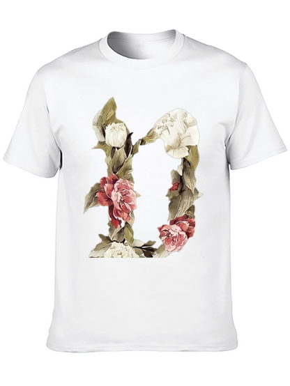 Camiseta Negra con Diseño Floral Letra D