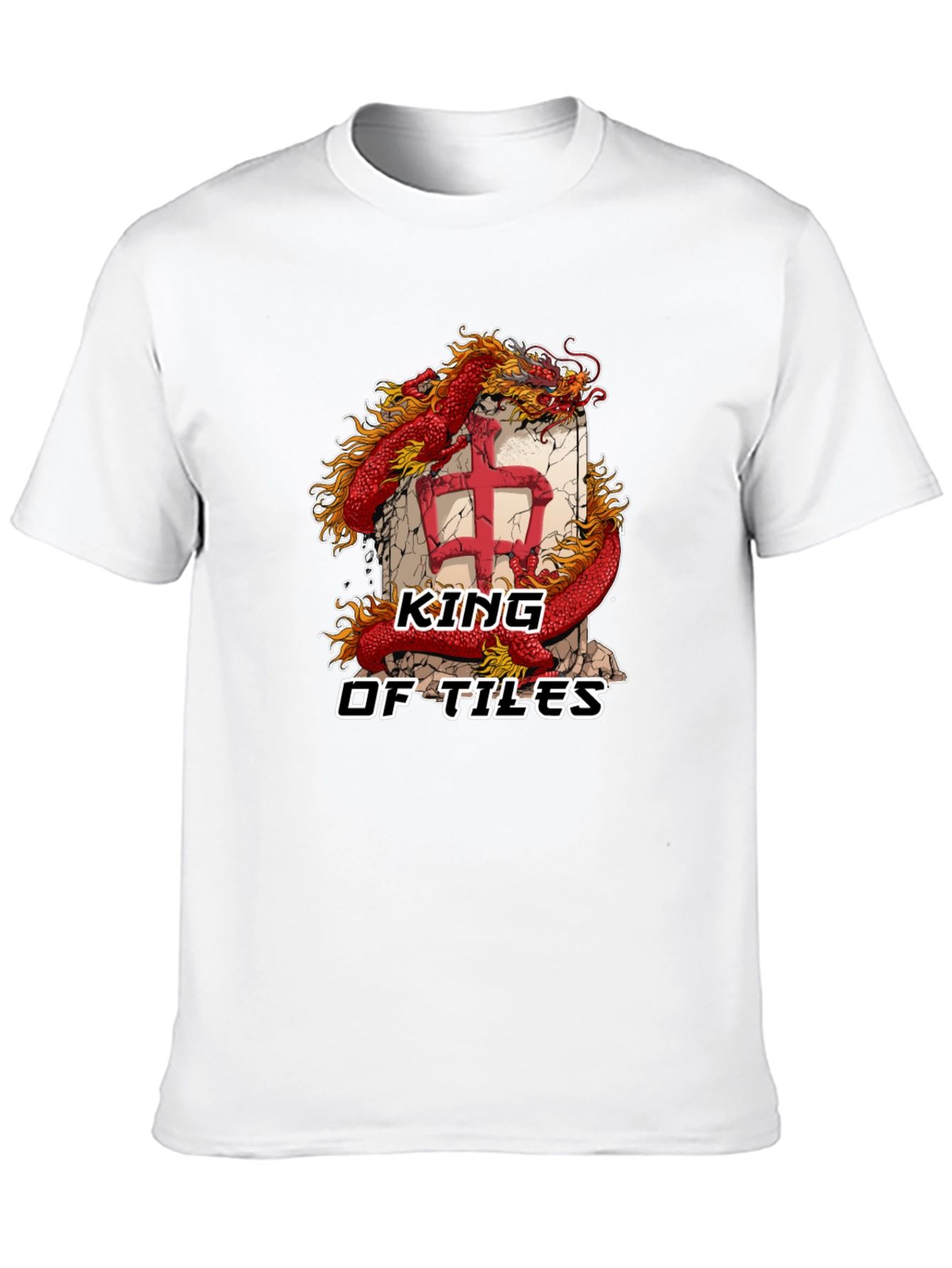 Camiseta Negra: Rey de Azulejos Dragón Chino