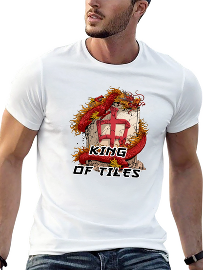 Camiseta Negra: Rey de Azulejos Dragón Chino