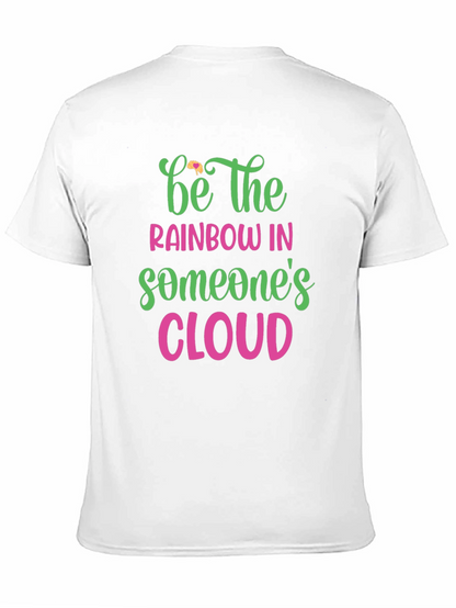 Camiseta Negra con Diseño de Arcoíris Inspirador