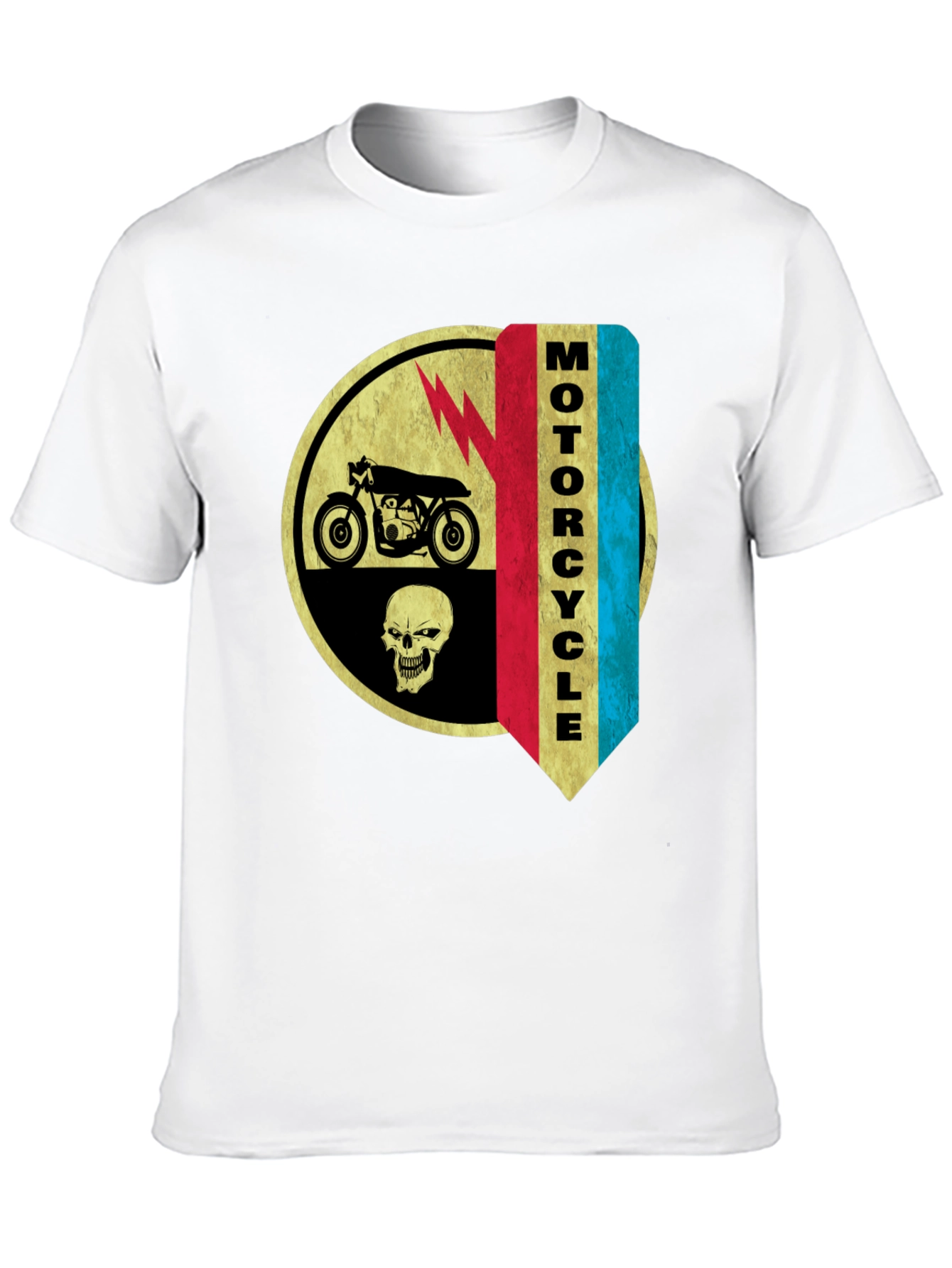 Camiseta Negra Estampada Moto & Calavera