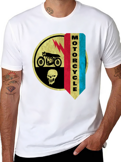 Camiseta Negra Estampada Moto & Calavera