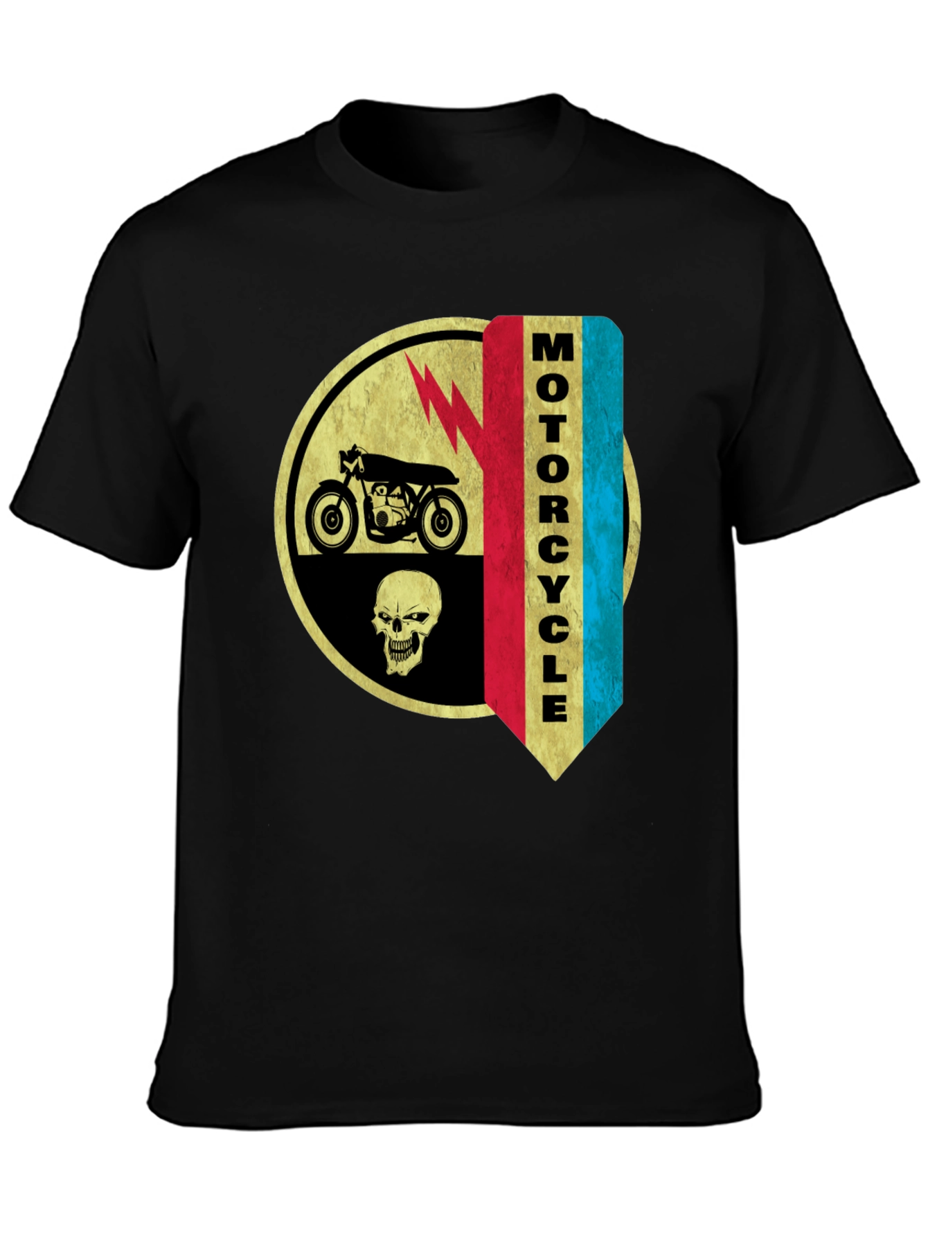 Camiseta Negra Estampada Moto & Calavera