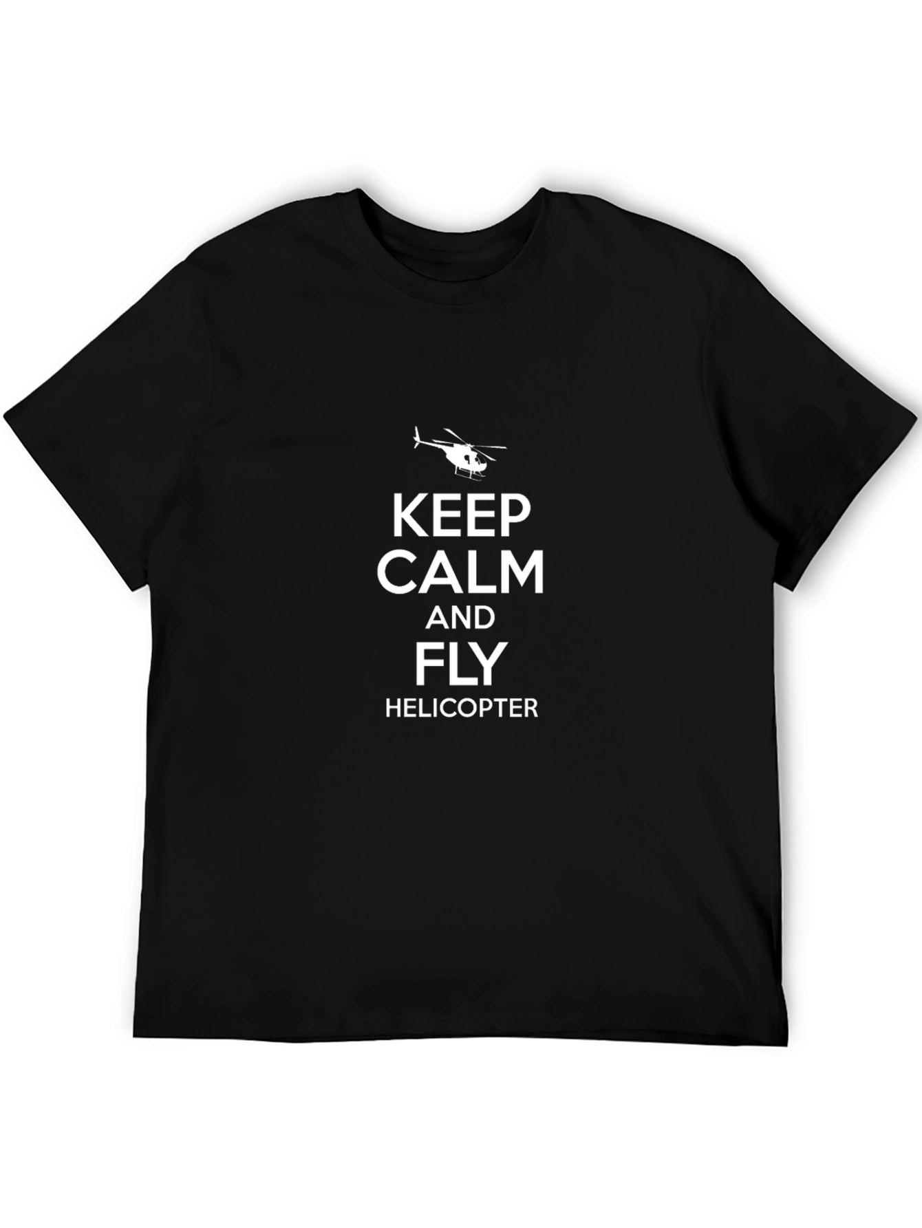 Camiseta Negra Keep Calm and Fly Helicopter