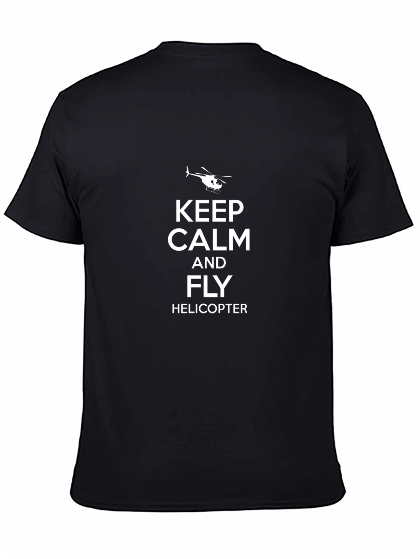 Camiseta Negra Keep Calm and Fly Helicopter