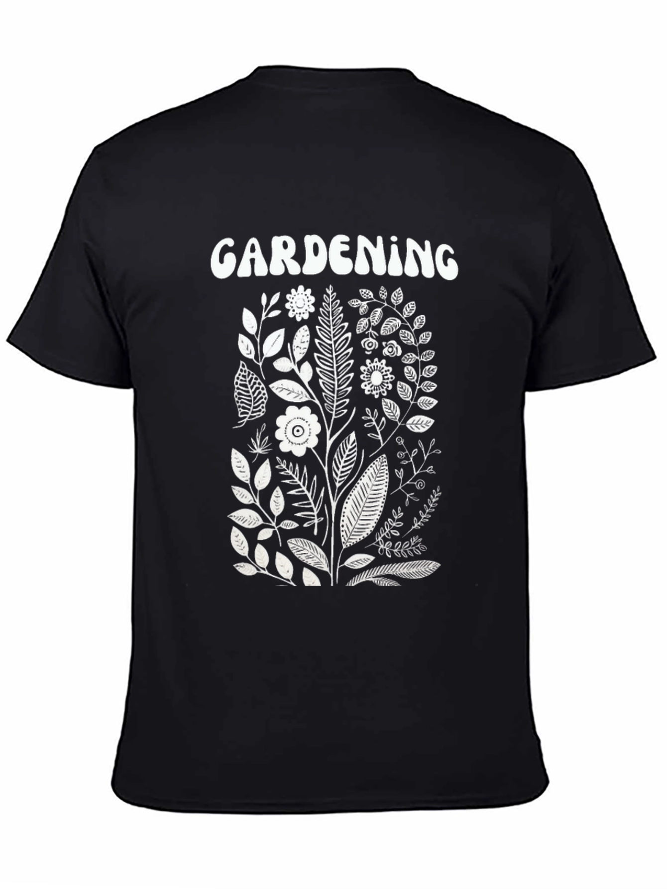 Camiseta Negra Jardinería Diseño Floral
