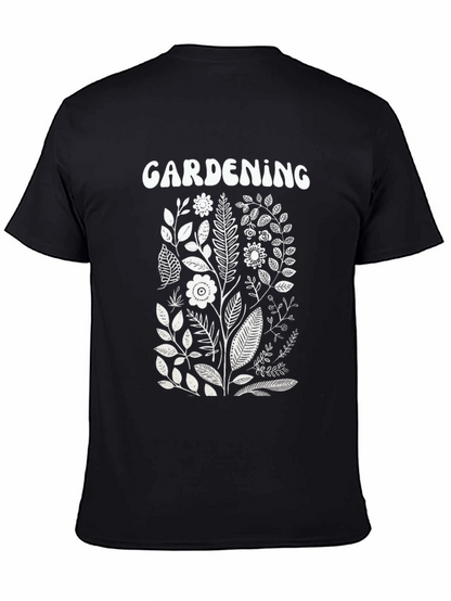 Camiseta Negra Jardinería Diseño Floral