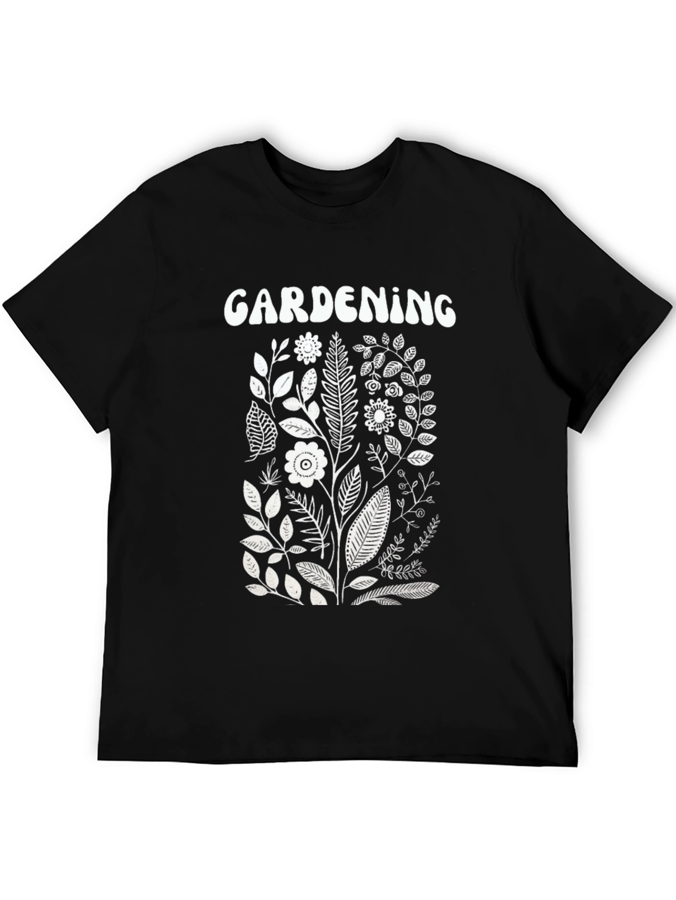 Camiseta Negra Jardinería Diseño Floral