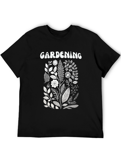 Camiseta Negra Jardinería Diseño Floral