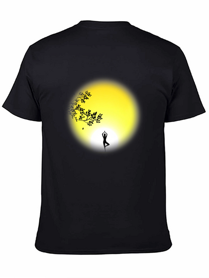 Camiseta Negra Yoga Silueta Árbol y Luna