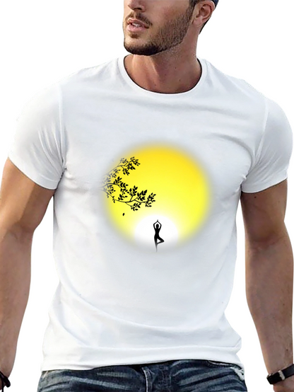 Camiseta Negra Yoga Silueta Árbol y Luna
