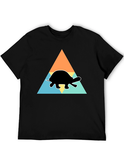 Camiseta Negra Tortuga Geométrica Casual