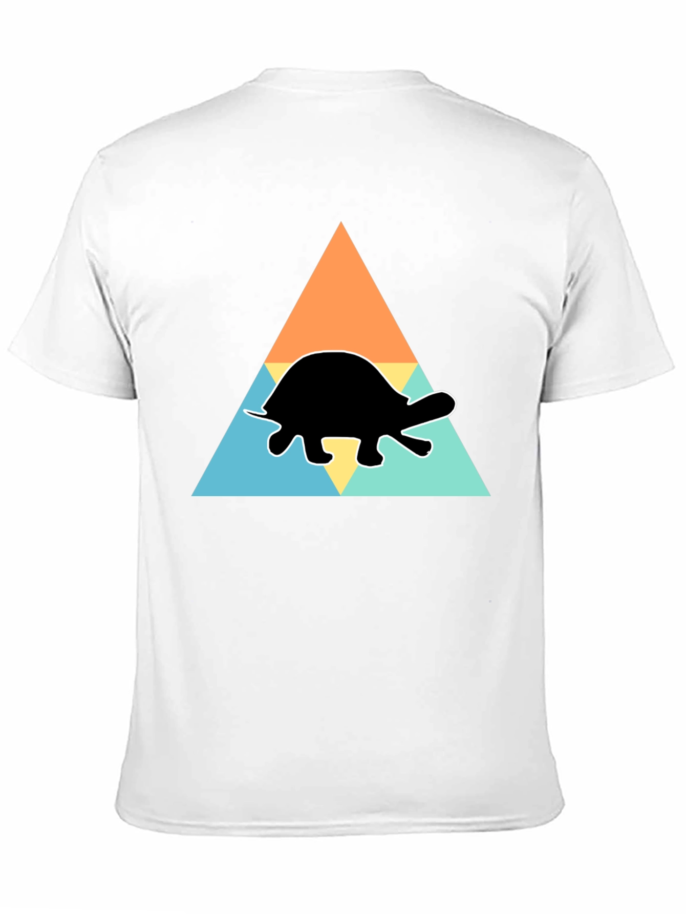 Camiseta Negra Tortuga Geométrica Casual