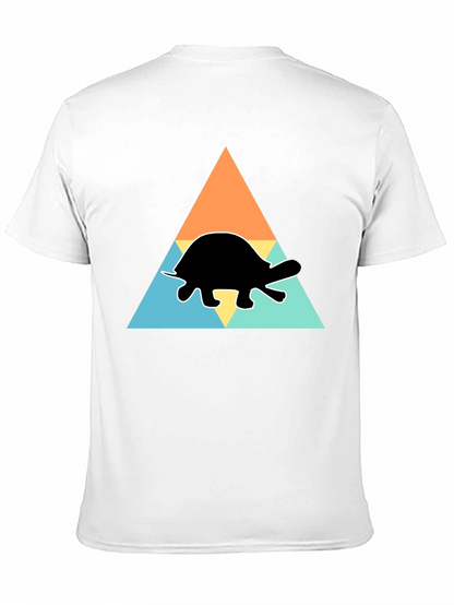 Camiseta Negra Tortuga Geométrica Casual