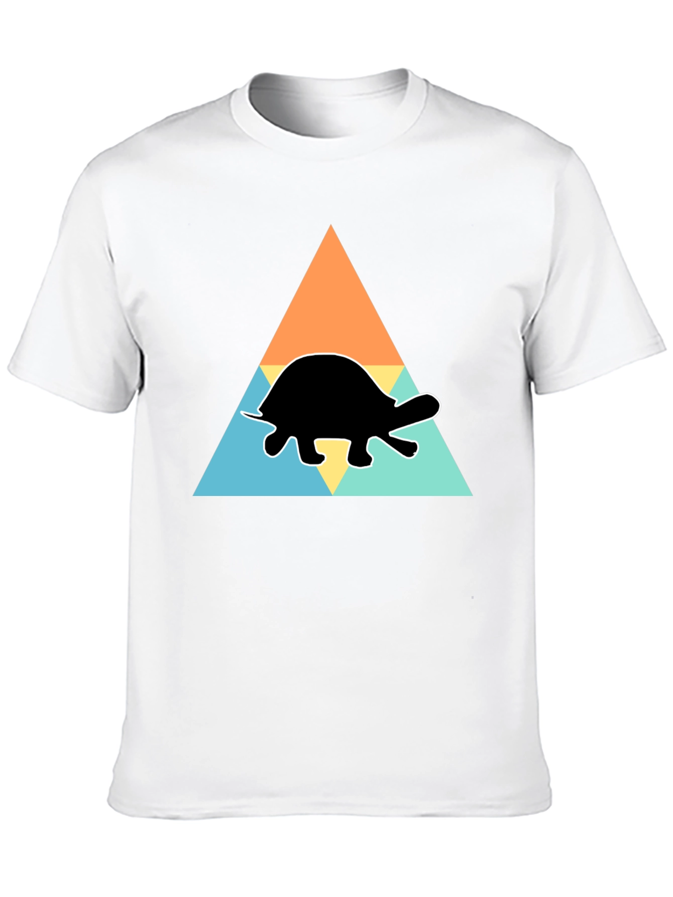 Camiseta Negra Tortuga Geométrica Casual